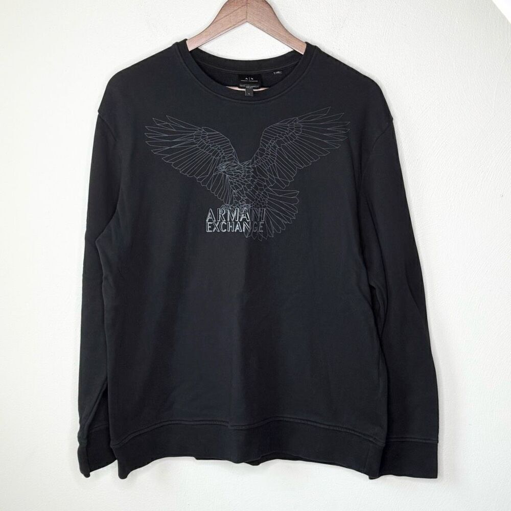 Armani Exchange Black Signature Eagle Crewneck Sweatshirt - Women’s US L